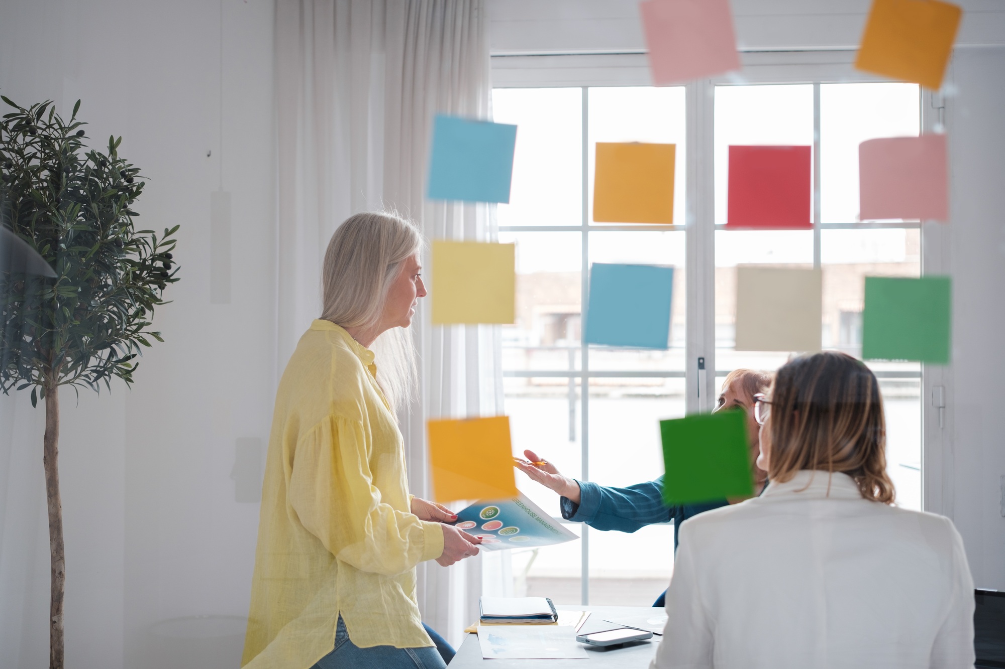 Group of businesswomen from a startup doing a team meeting. Concept: business, investor, leadership