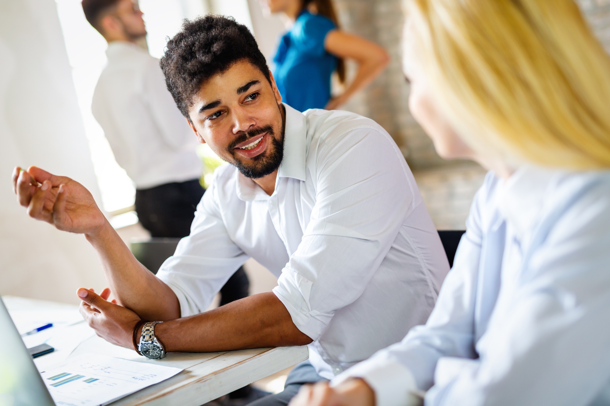 Group of young business people in business training course in office. Business education concept