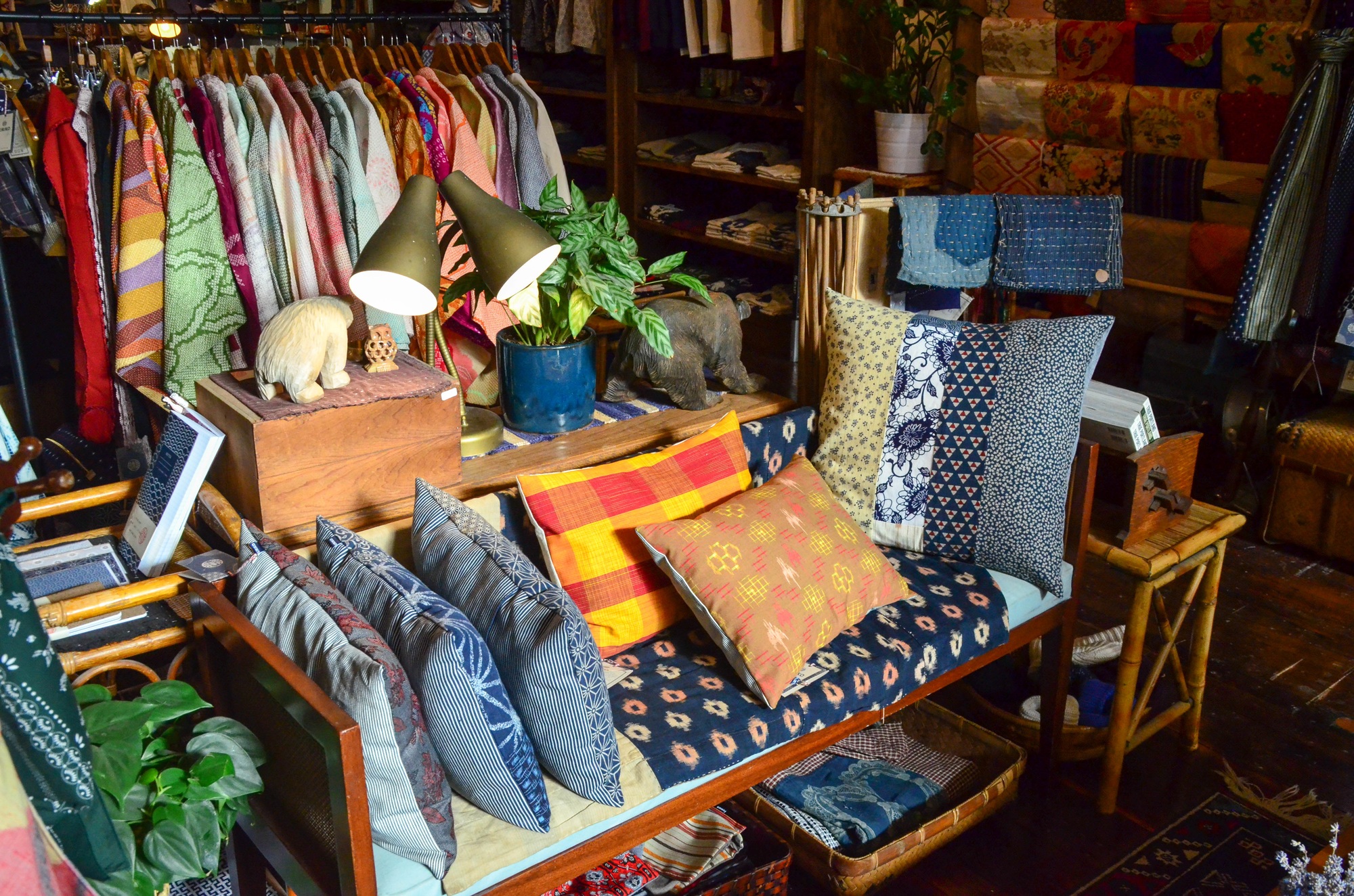 Interior of a retail store selling clothing and home goods