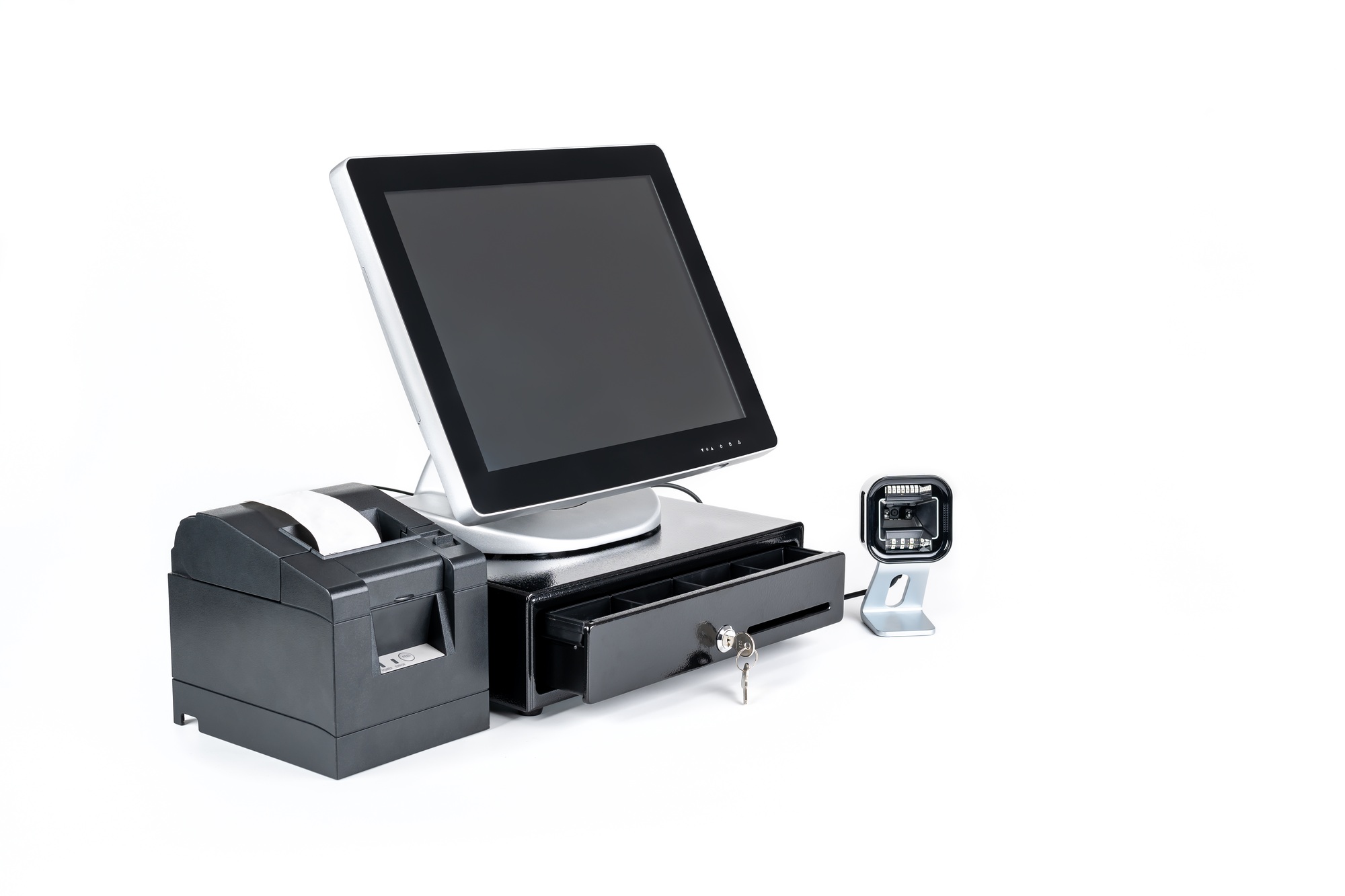 Point of sale system isolated on white
