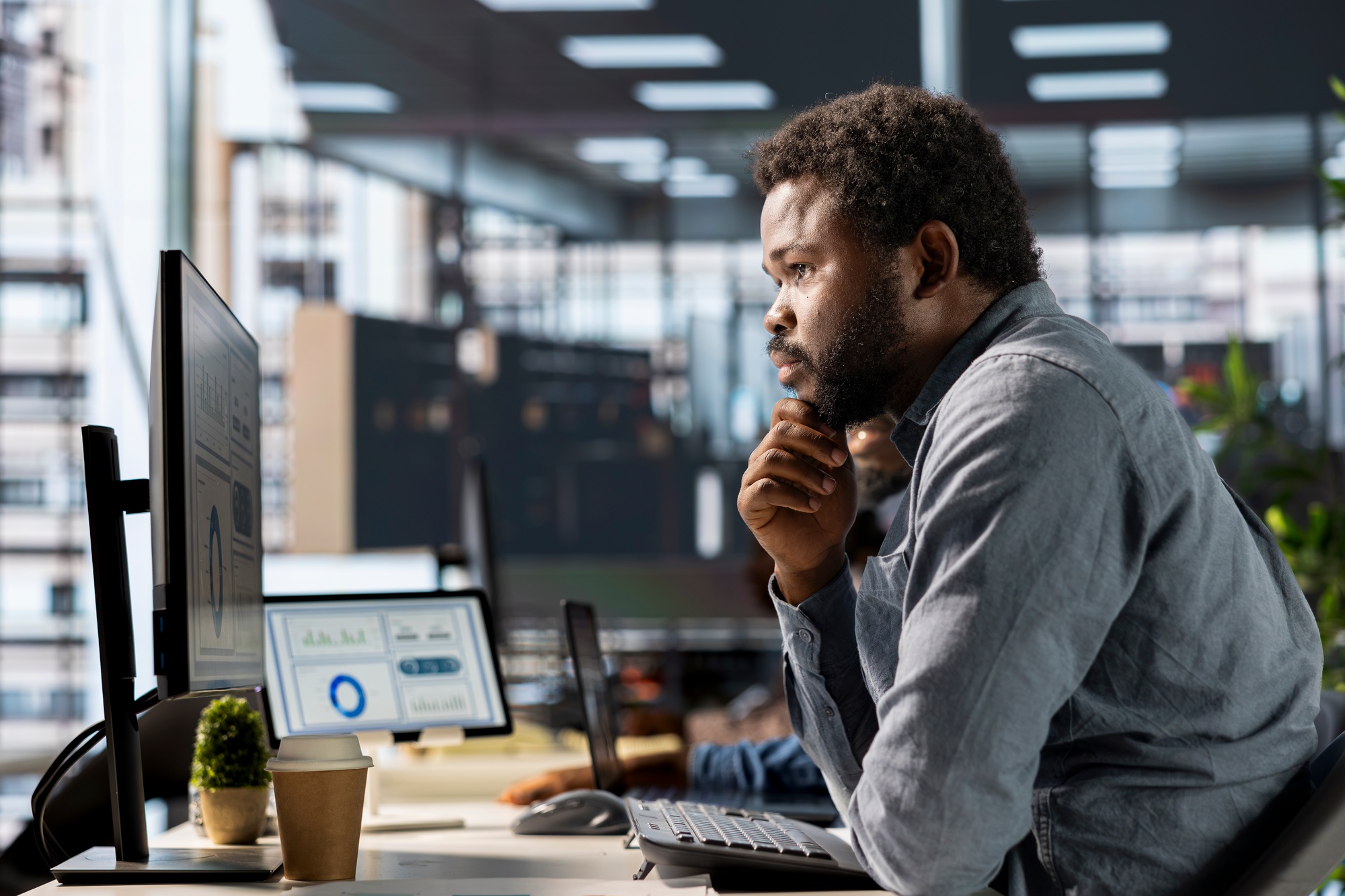Male entrepreneur conducting financial planning and goal setting
