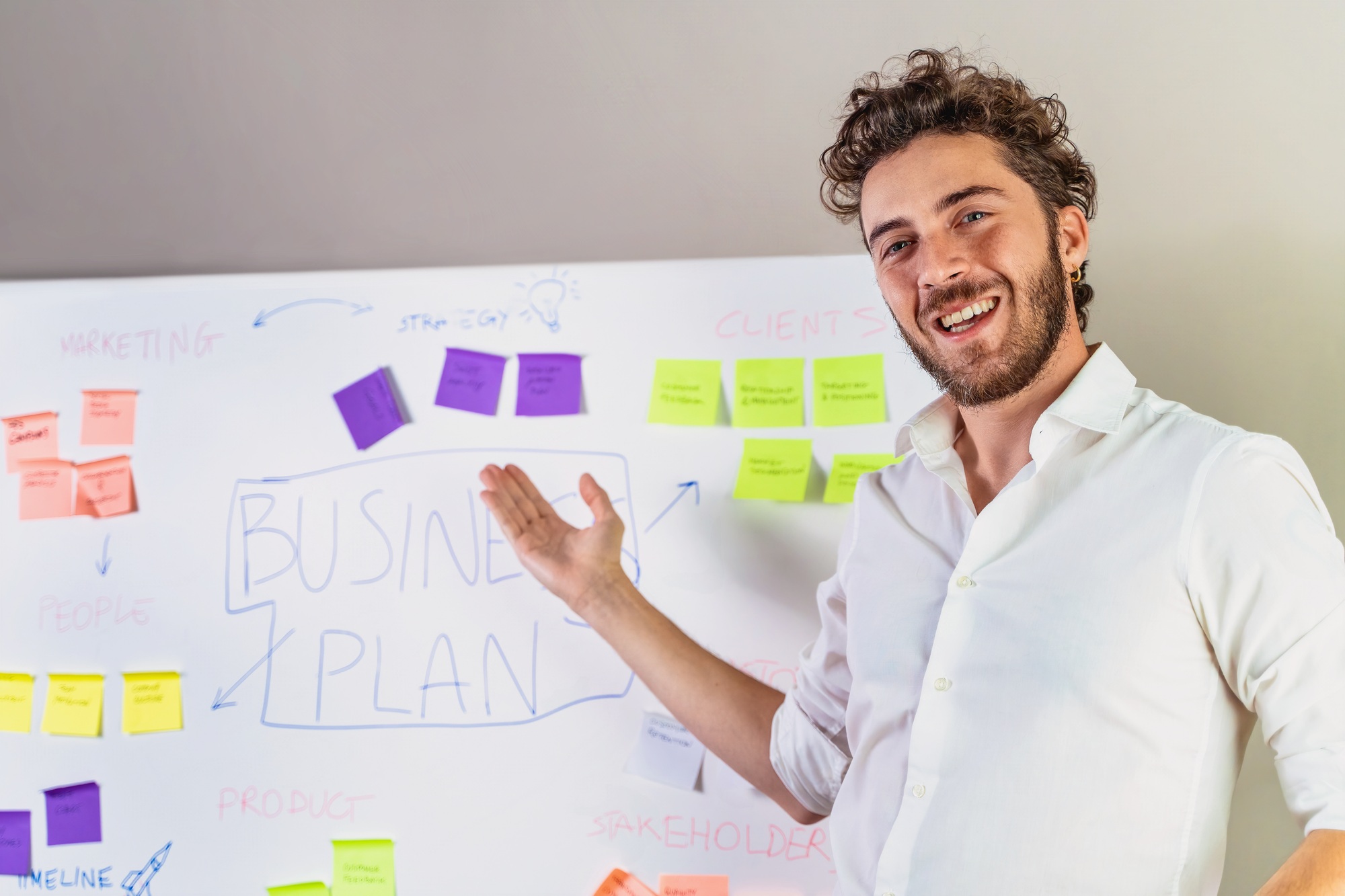 Man Presenting Business Plan - Strategic Planning and Motivation