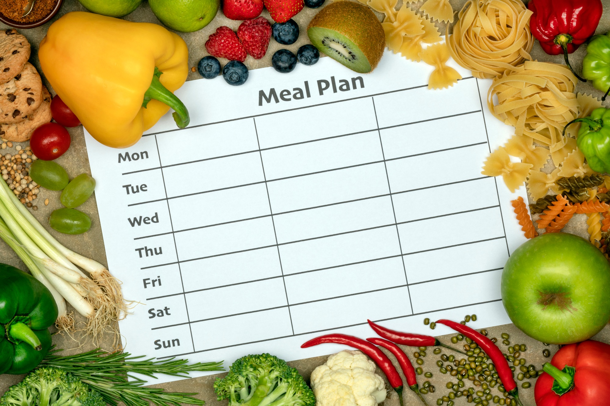 Meal Plan Sheet - Weekly Meal Schedule