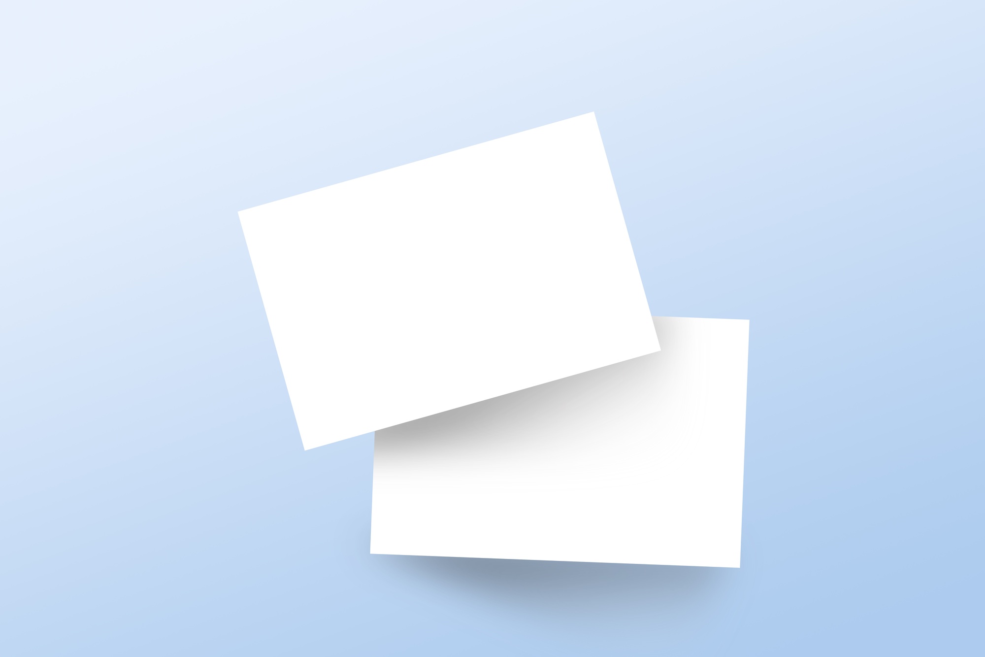 Mockup branding business cards template with shadow on light blue background