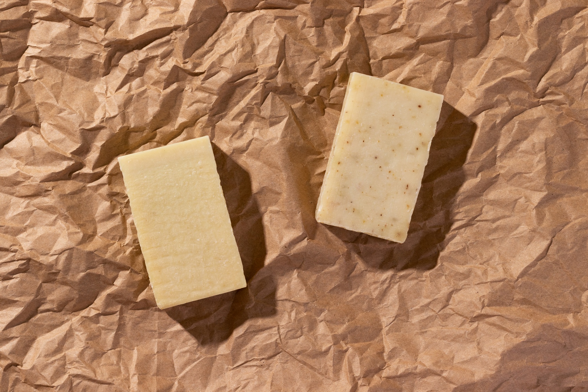 Natural handmade soap on craft paper background