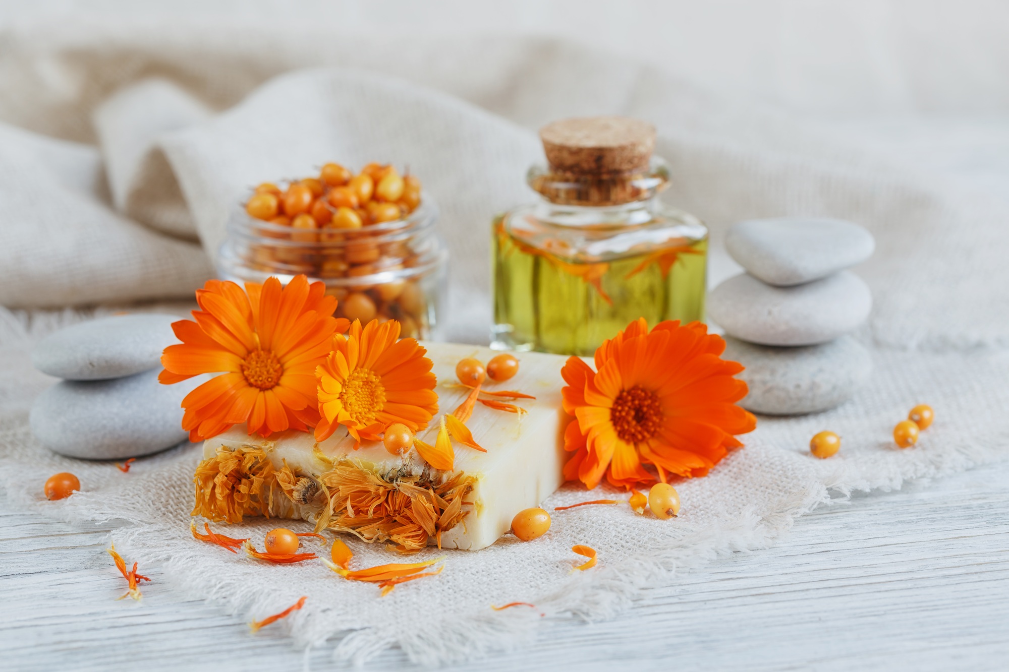 Natural handmade soap with calendula and sea buckthorn