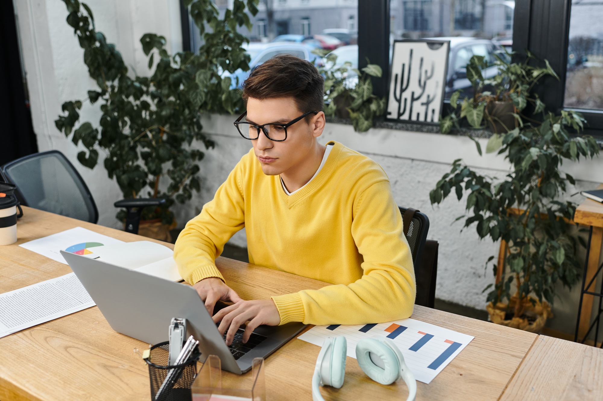 New employee engaging in onboarding activities in a modern office environment