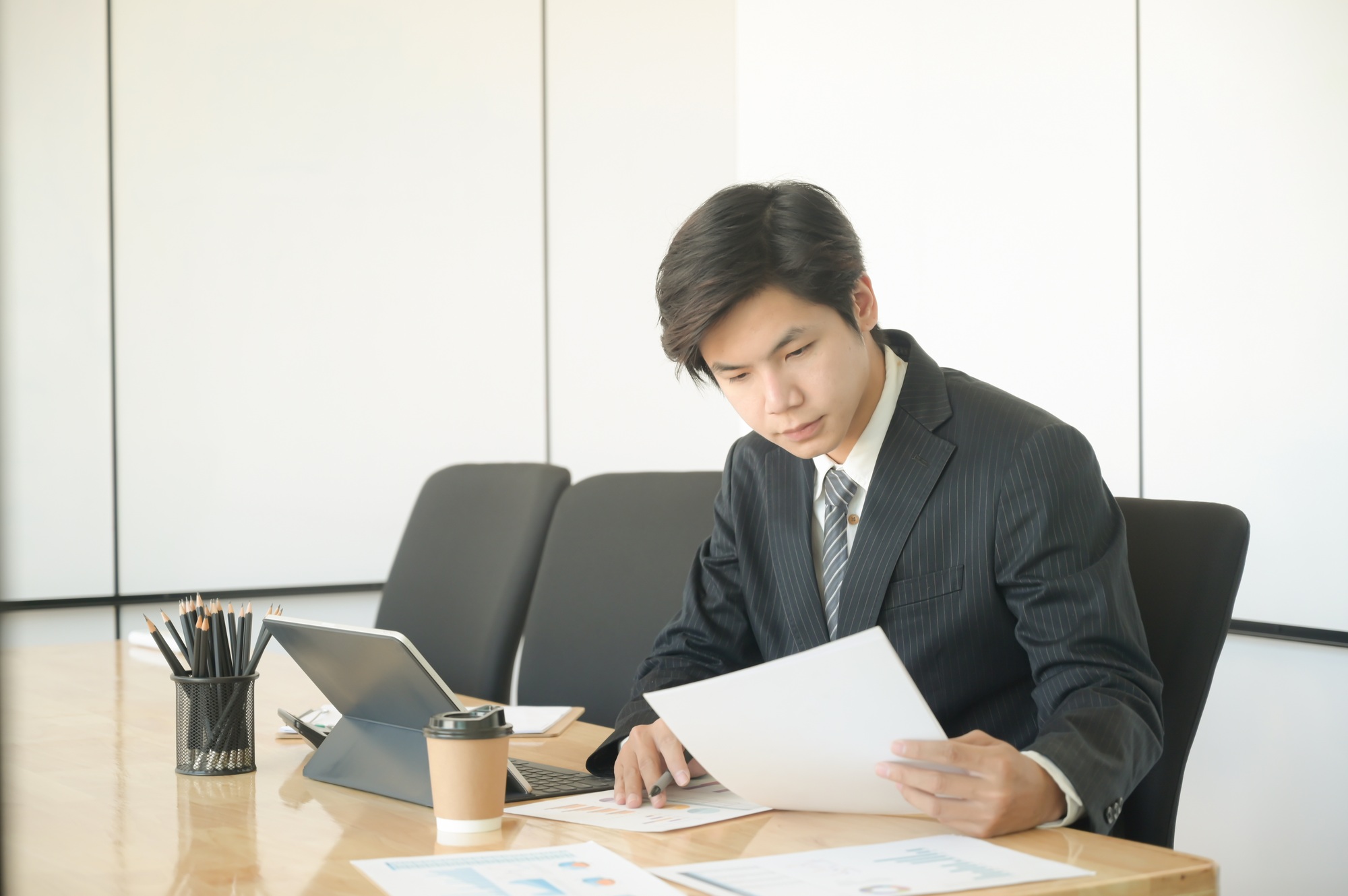 New young executives are examining the organization's performance data.