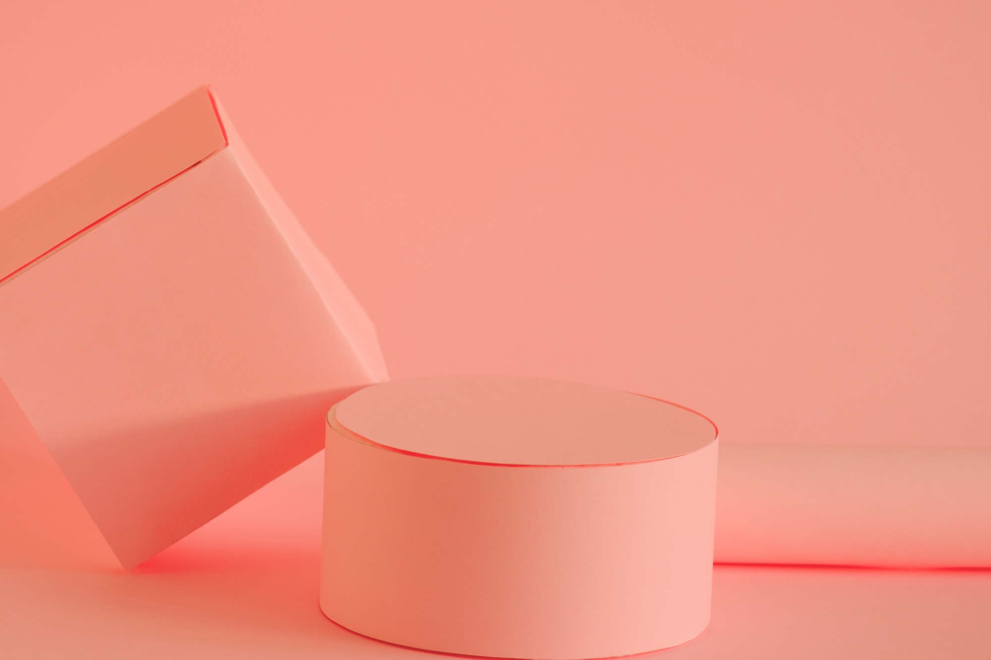 pastel pink mock up empty podium for product placement
