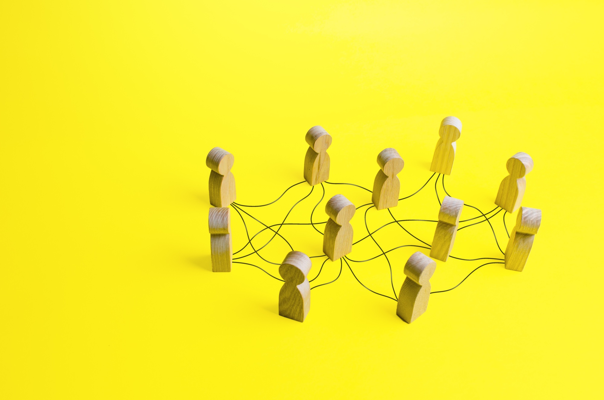 People connected by a network of lines. Communication, building business relationships