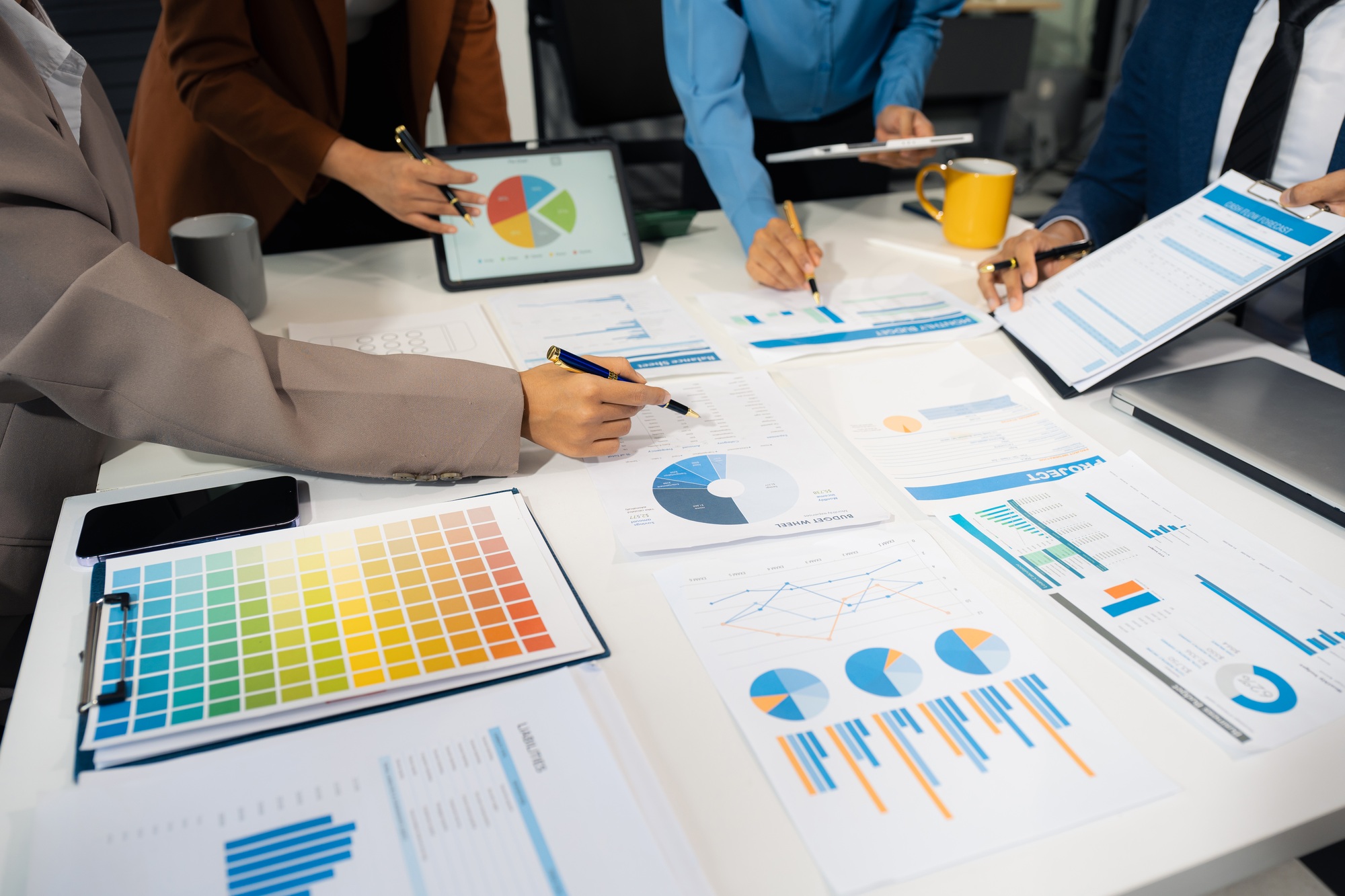 Project manager working and update tasks with milestones progress planning