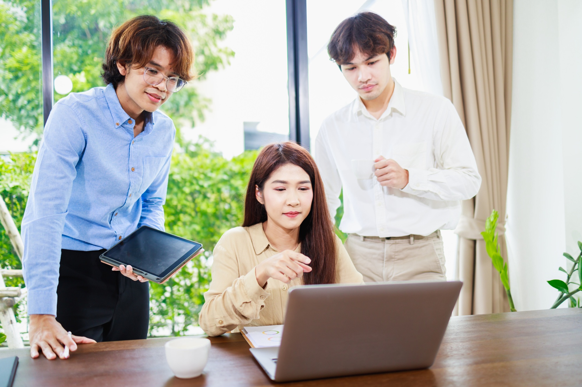 Small business and Teamwork concept. Business people group strategize and plan business model