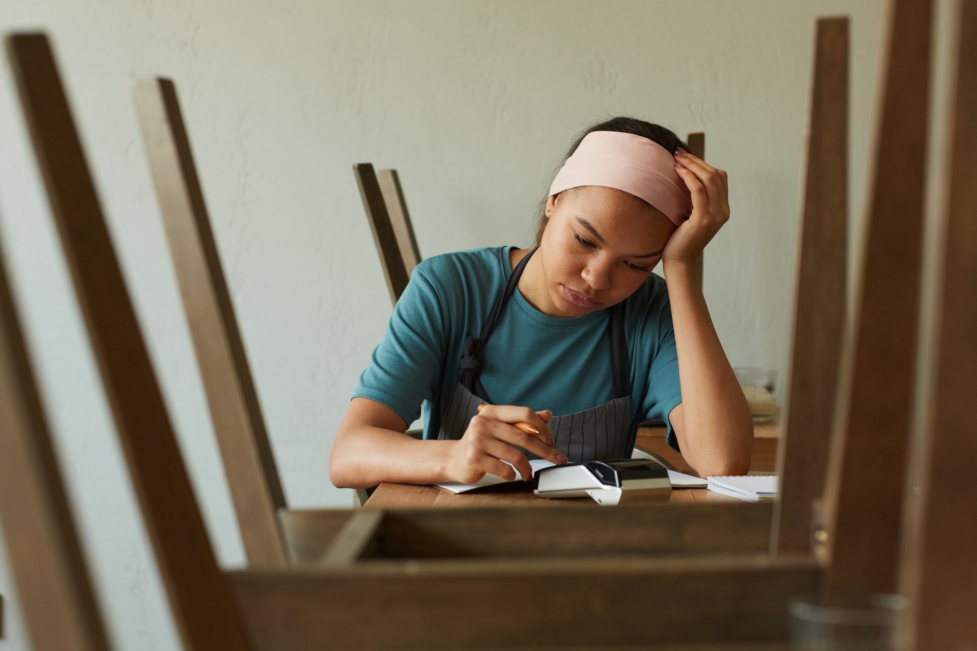 Small Business Owner doing Taxes