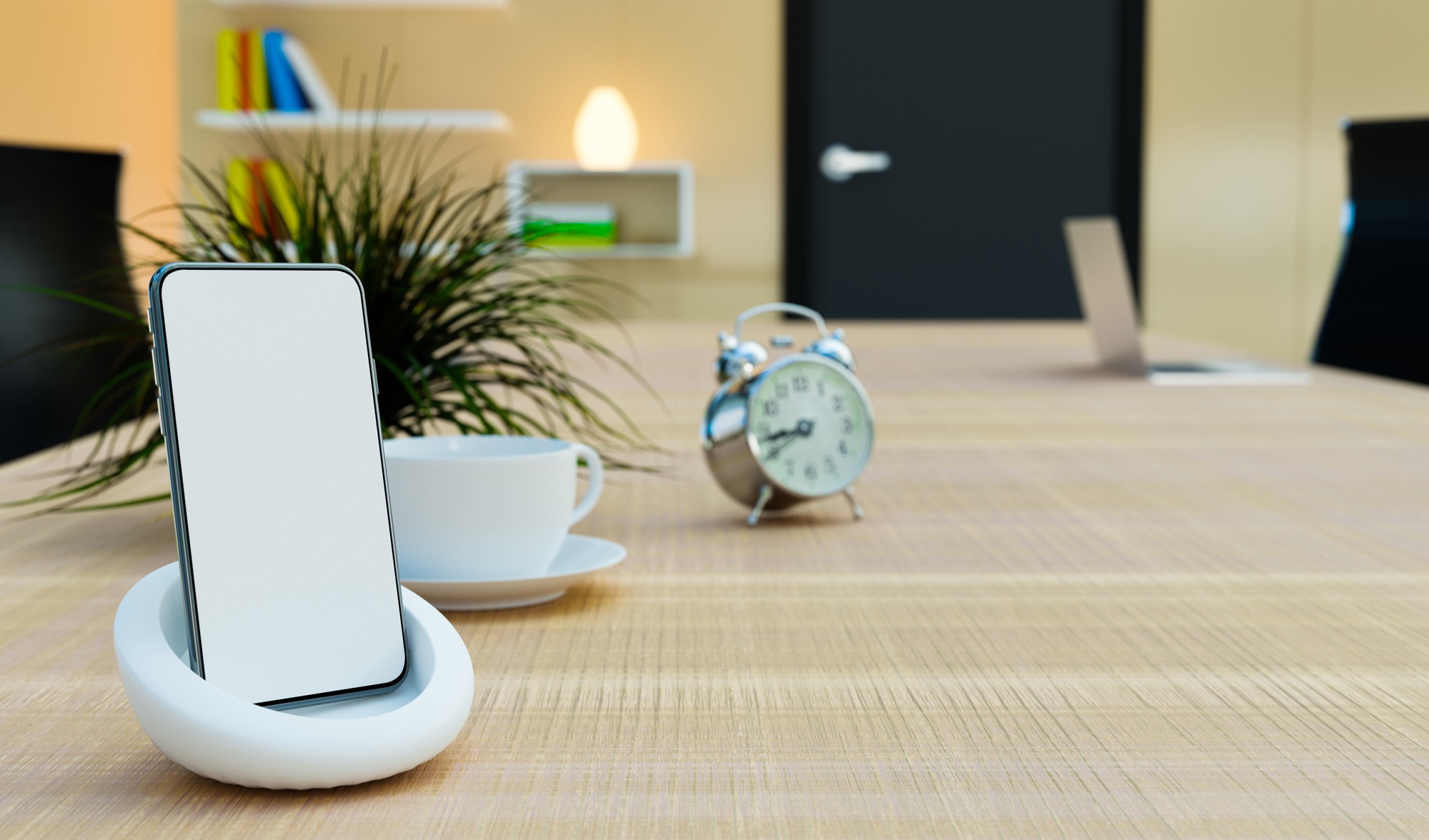 smartphone mock up on working table