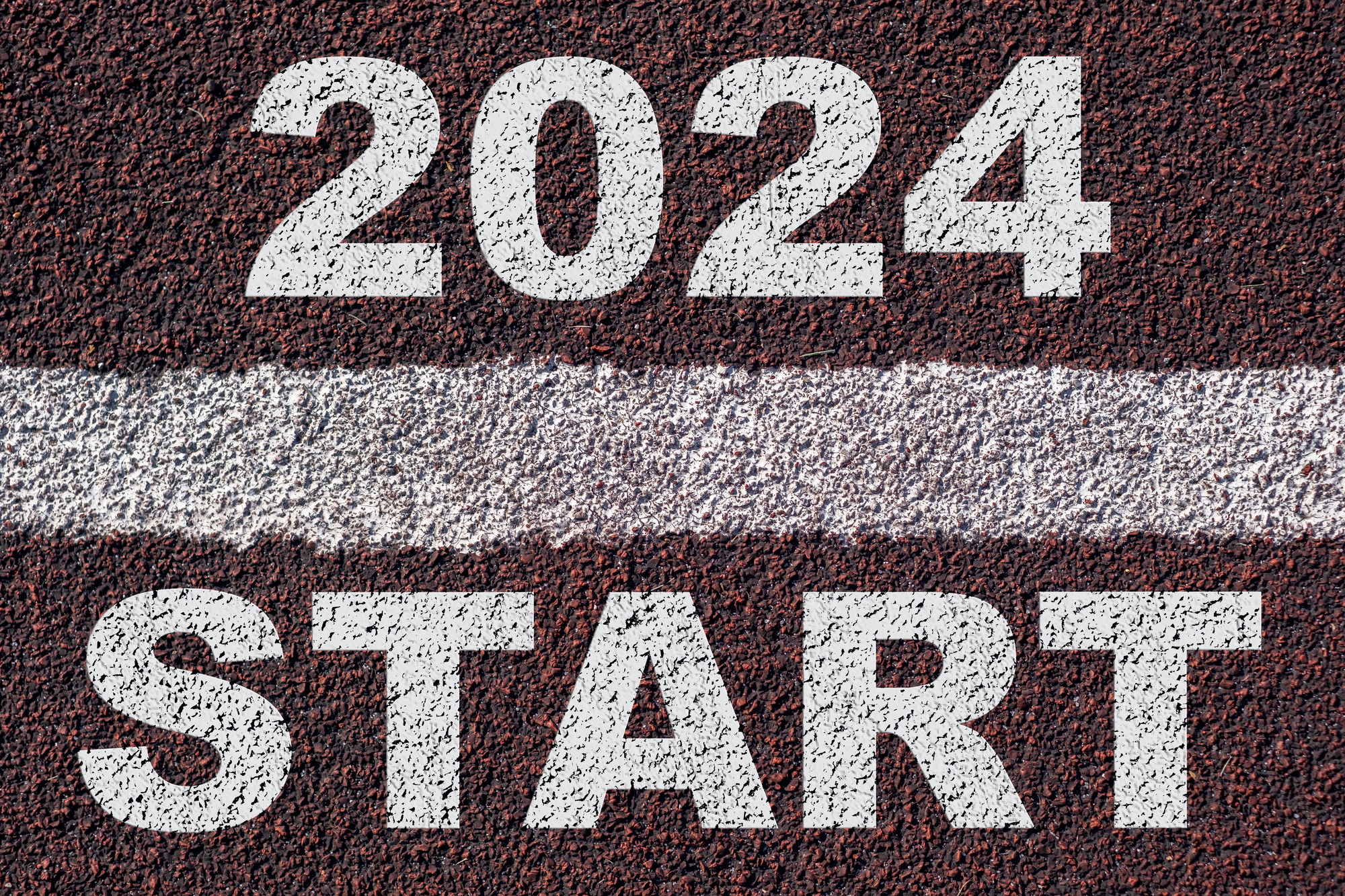 Start 2024 year concept, an athletics track engraved with Start