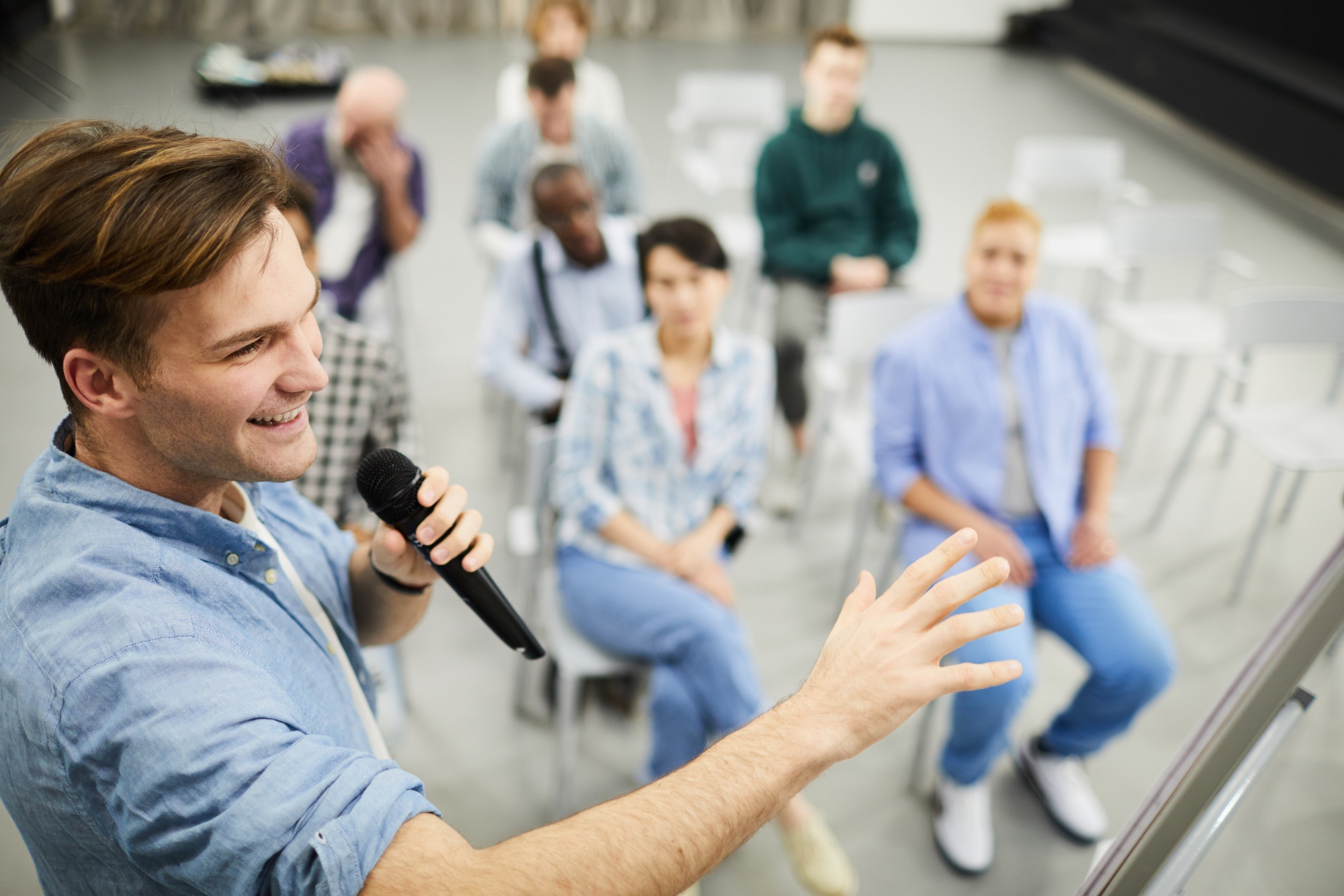 Successful business coach presenting sales strategy