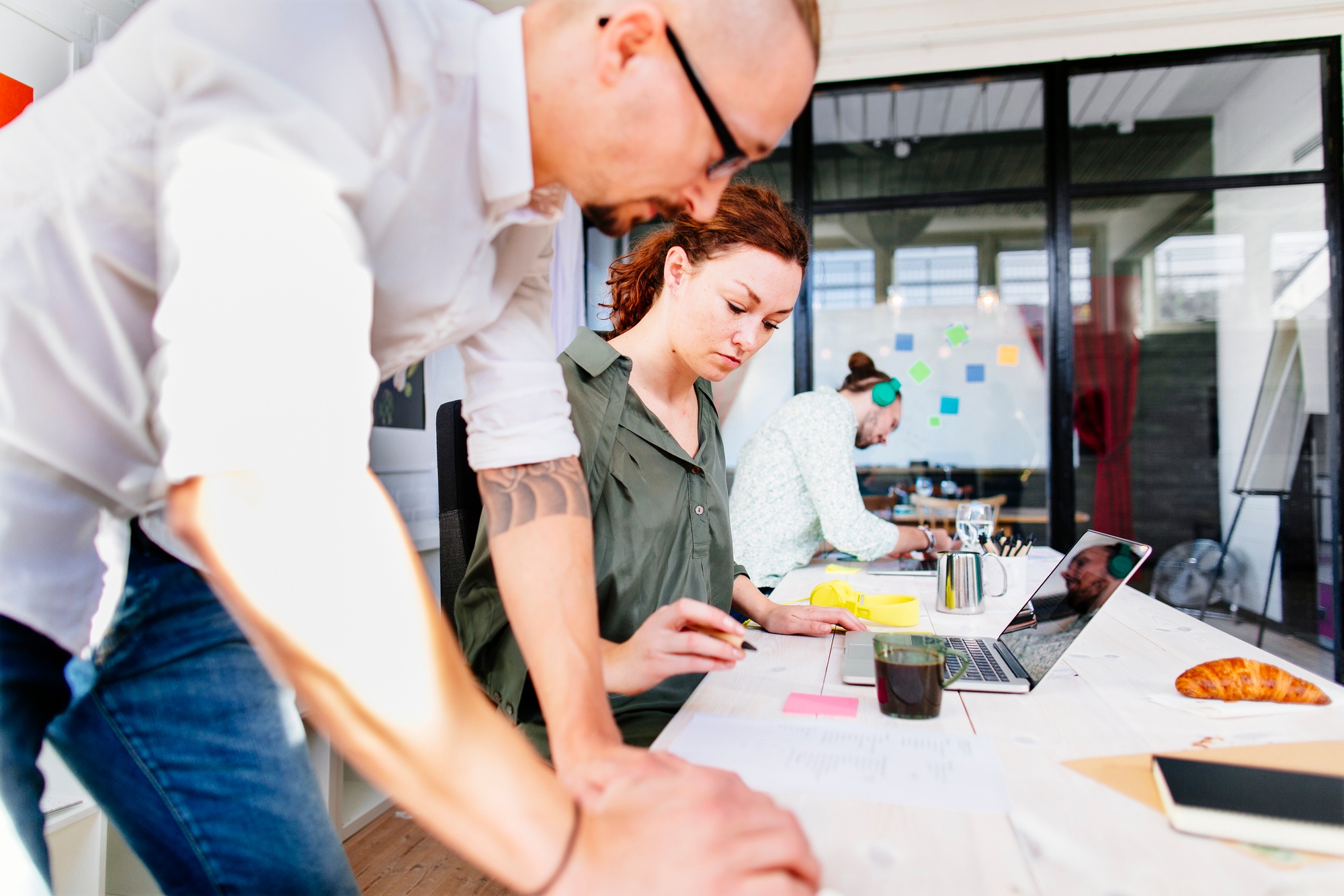 Team collaboration in a bright office space