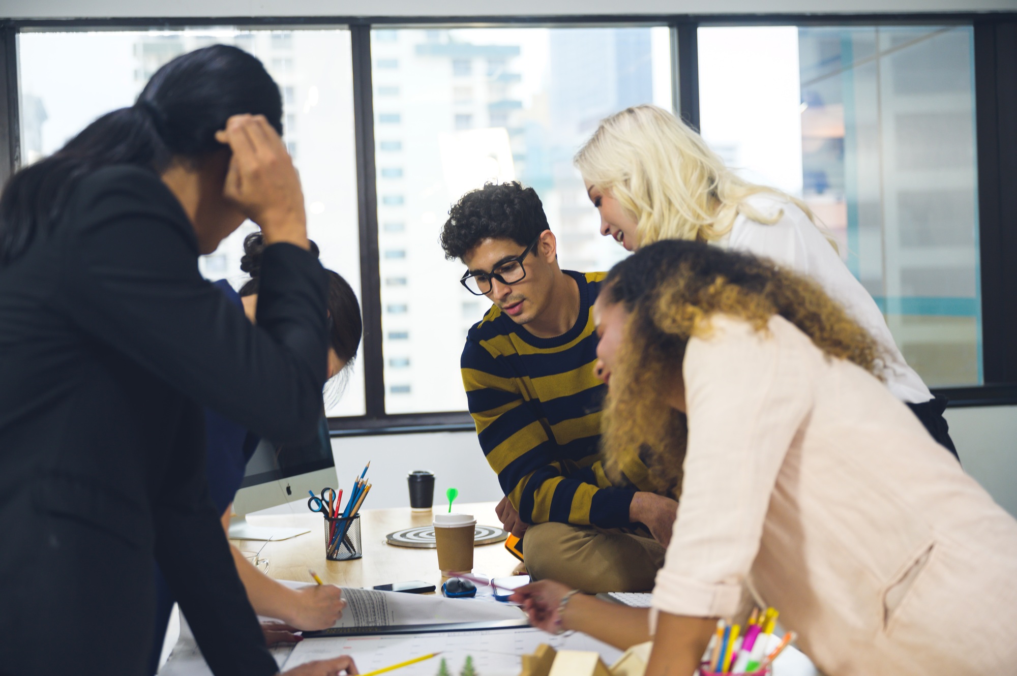 The business teamwork are working together for the goal of the project