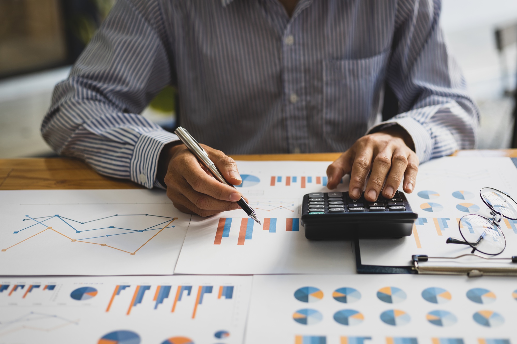 The concept of finance analysis and accounting in the office.