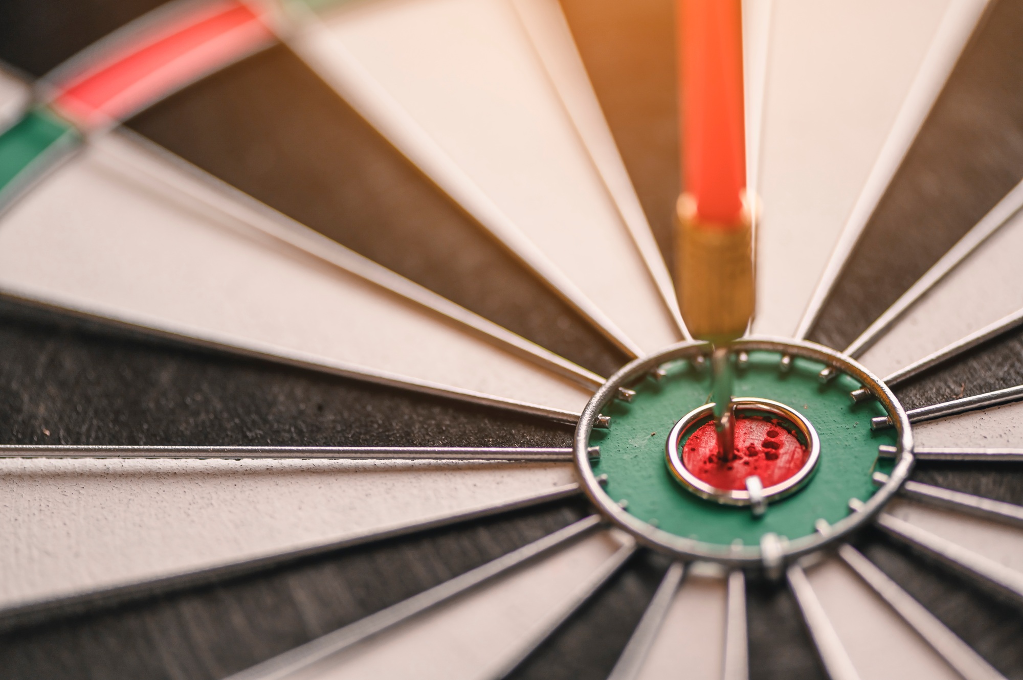 The red arrow in the middle of the dart board shown success. The concept of setting business goals