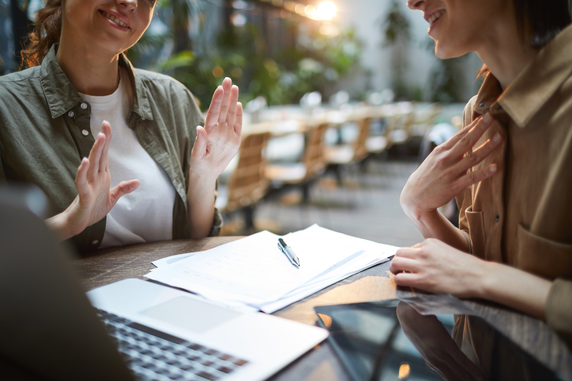 Two Women Discussing Business Proposition