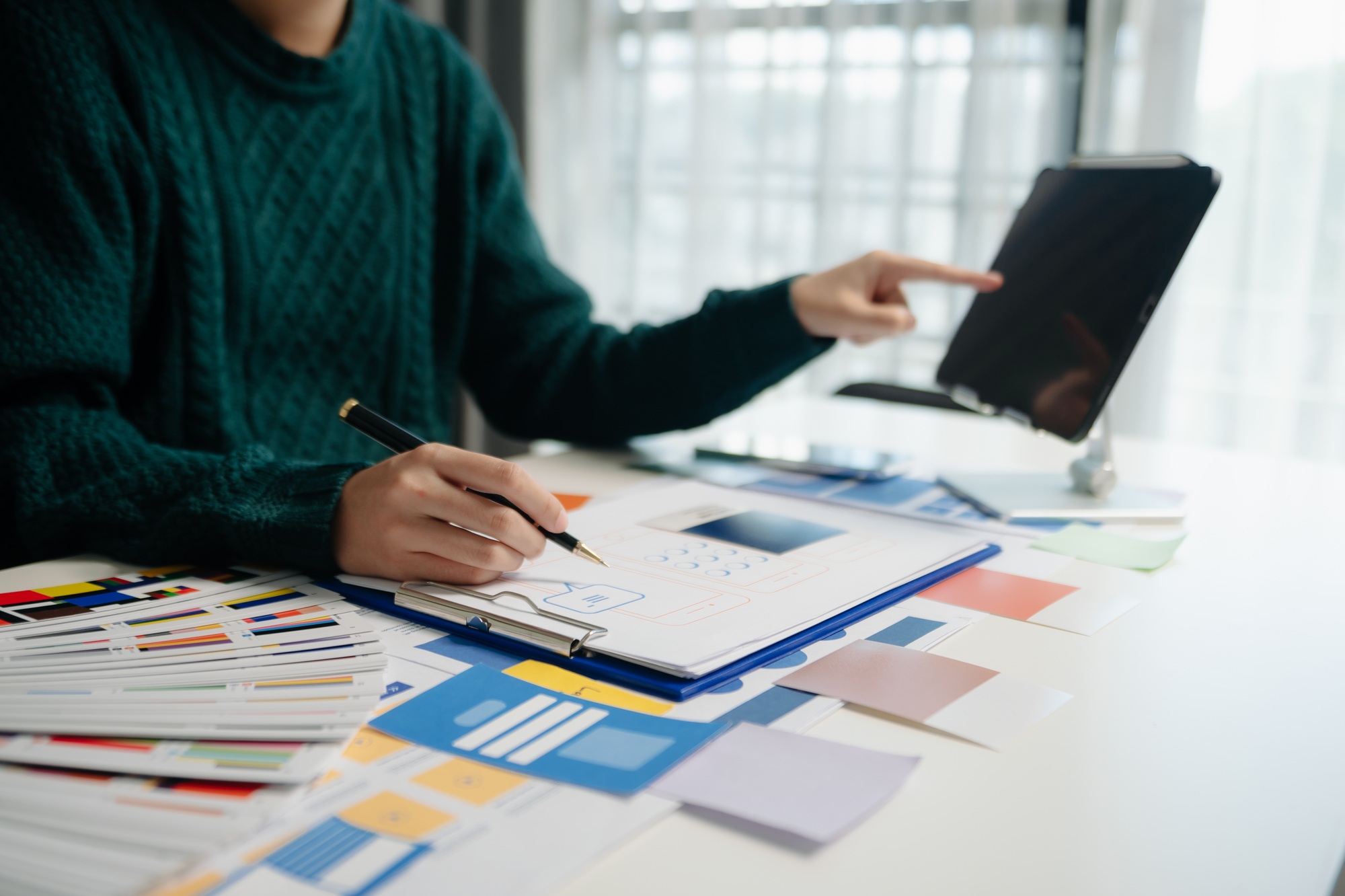 UX graphic designer planning application process development prototype wireframe for web
