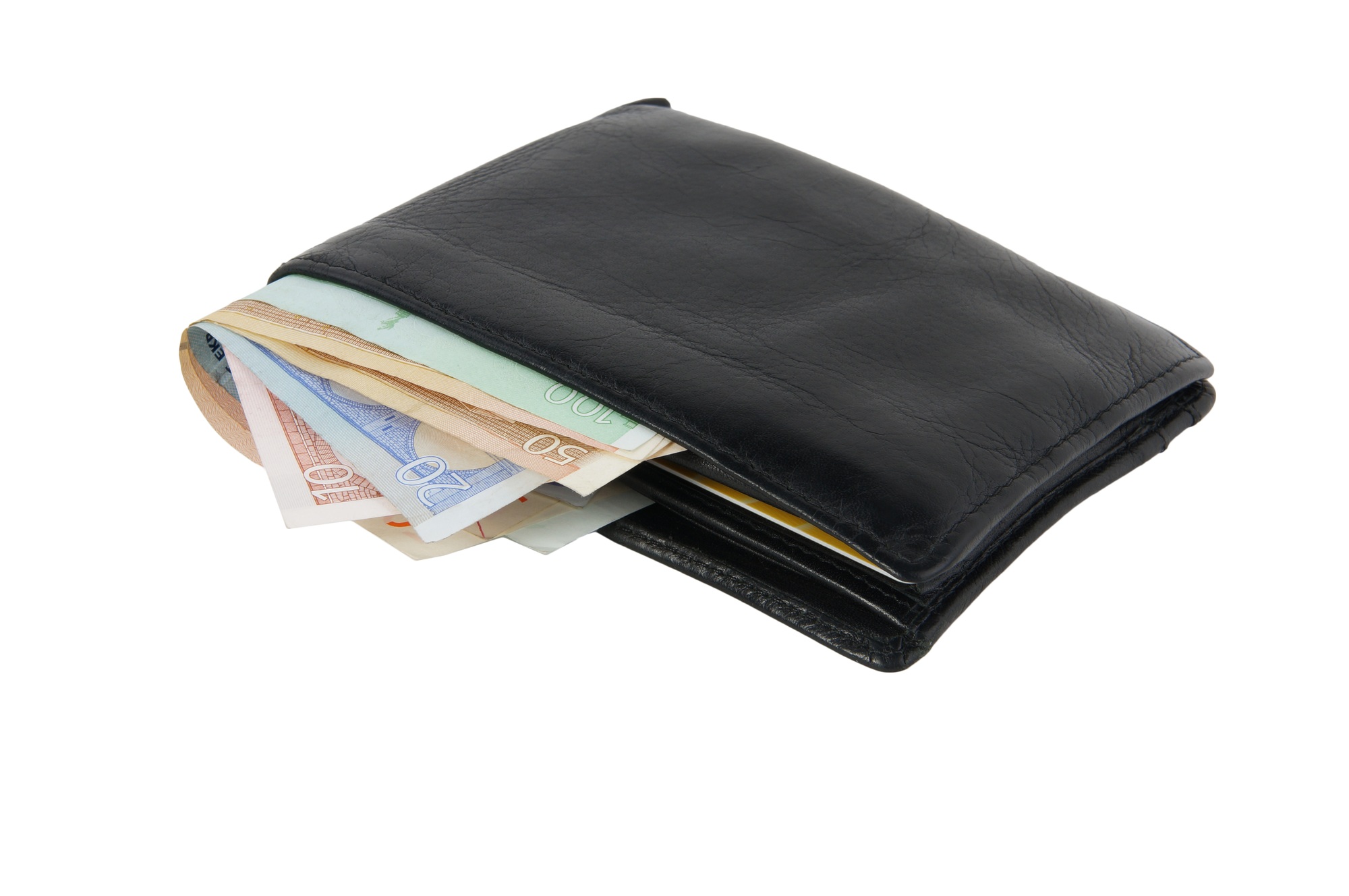 wallet with cash and credit cards