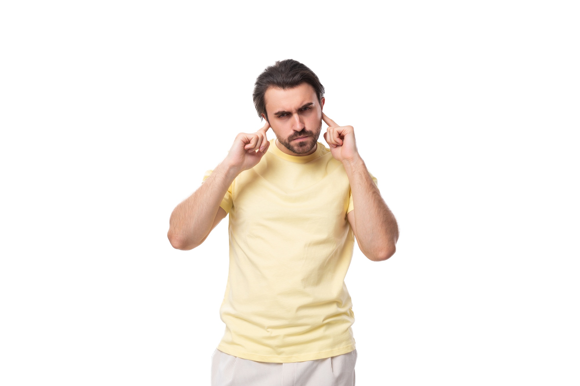 young successful leader european man with beard and mustache thinks over development