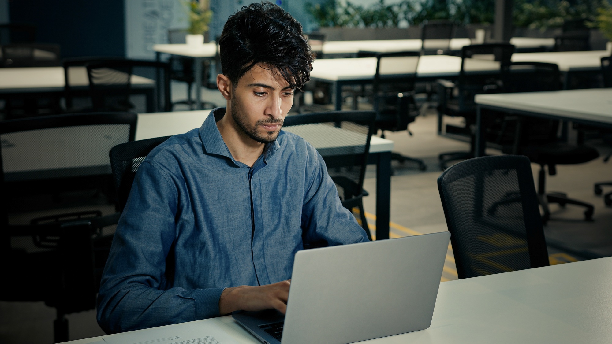 Arabian male businessman young man office worker lawyer work with documents business documentation