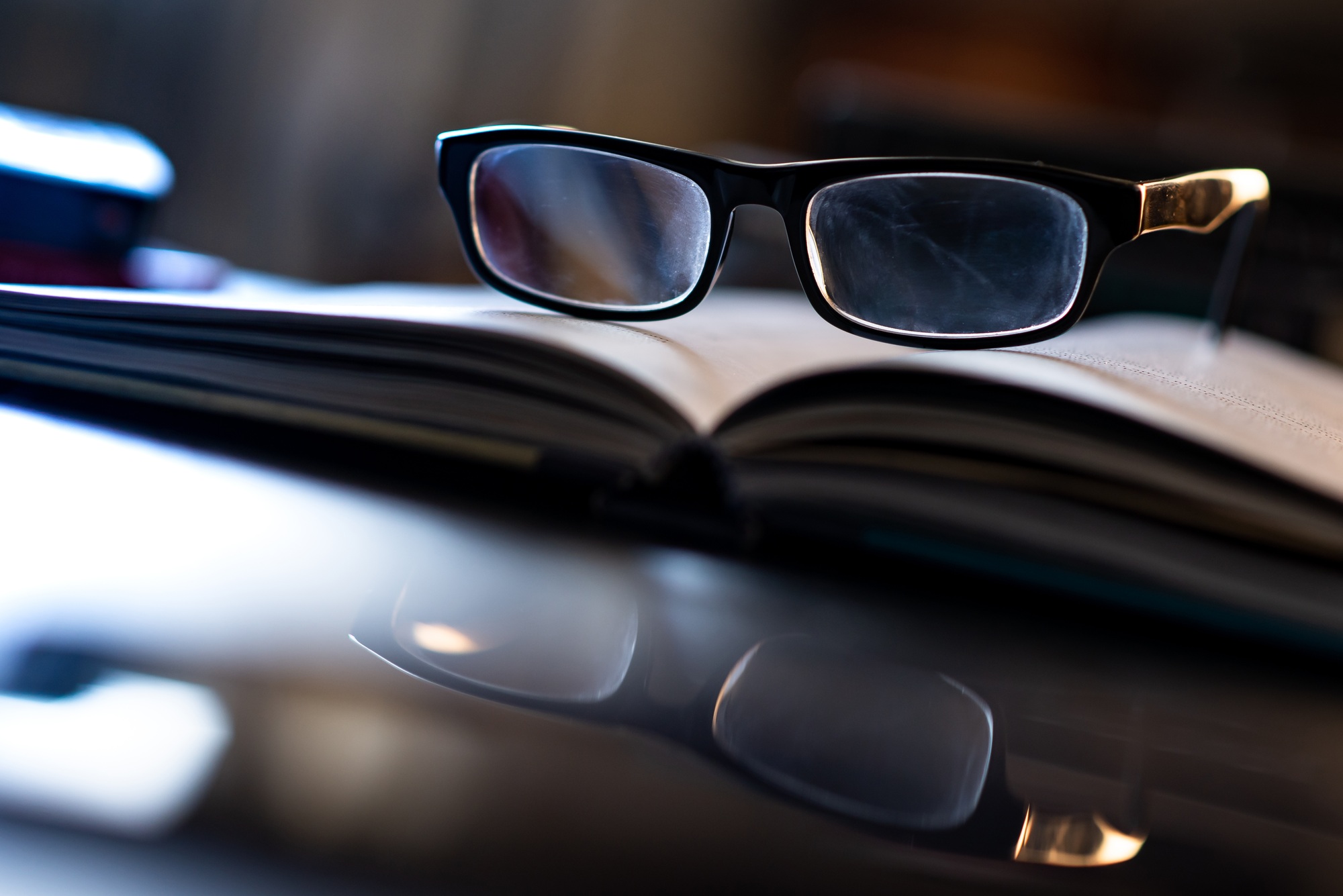 Books and eye glasses