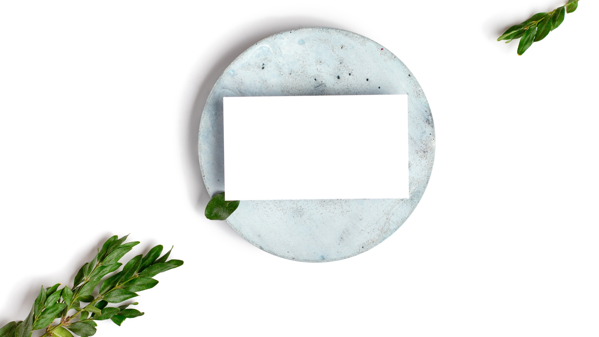 Business cards branding mockup template, isolated on white background, with blue concrete