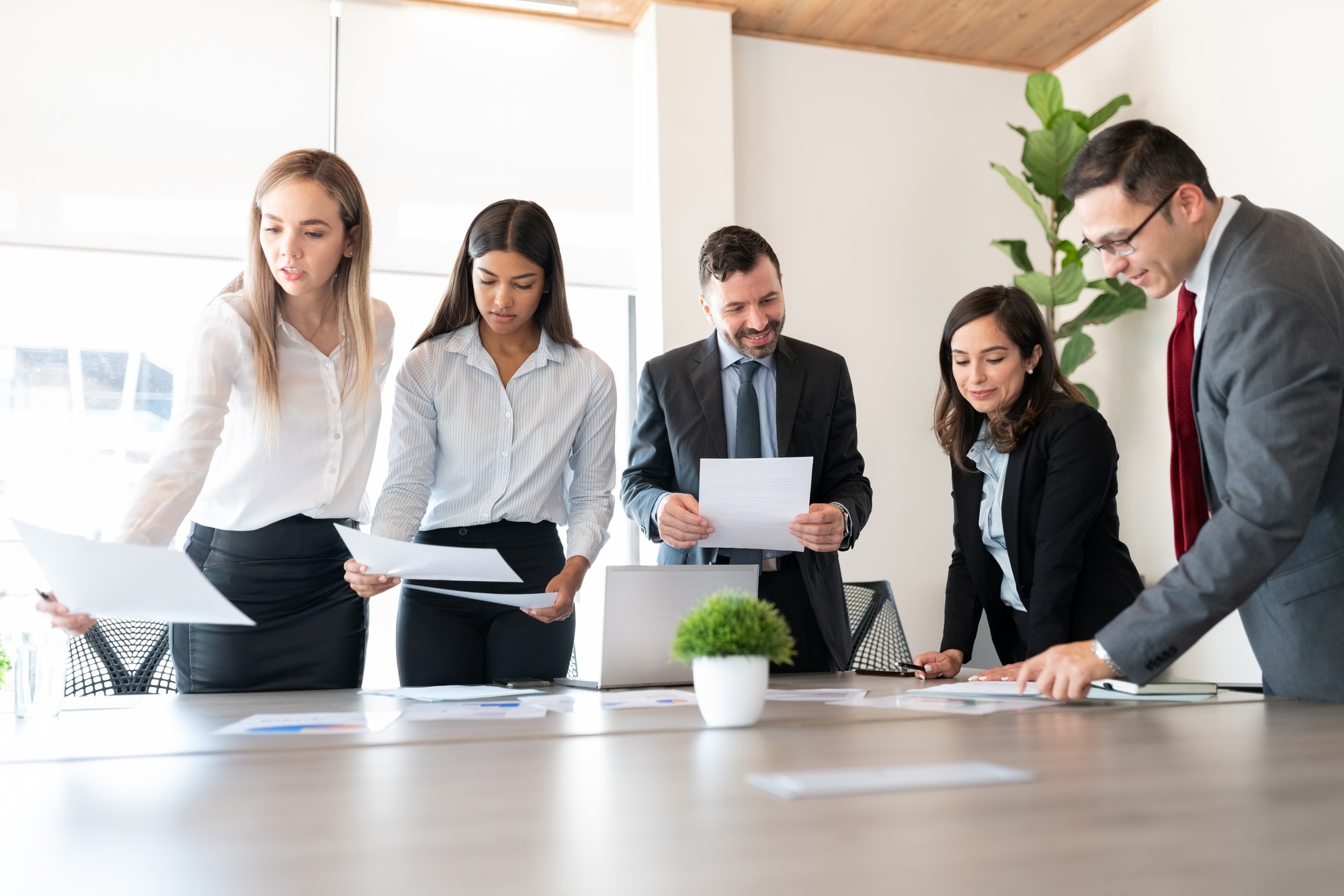 Business people looking at some financial statistical reports