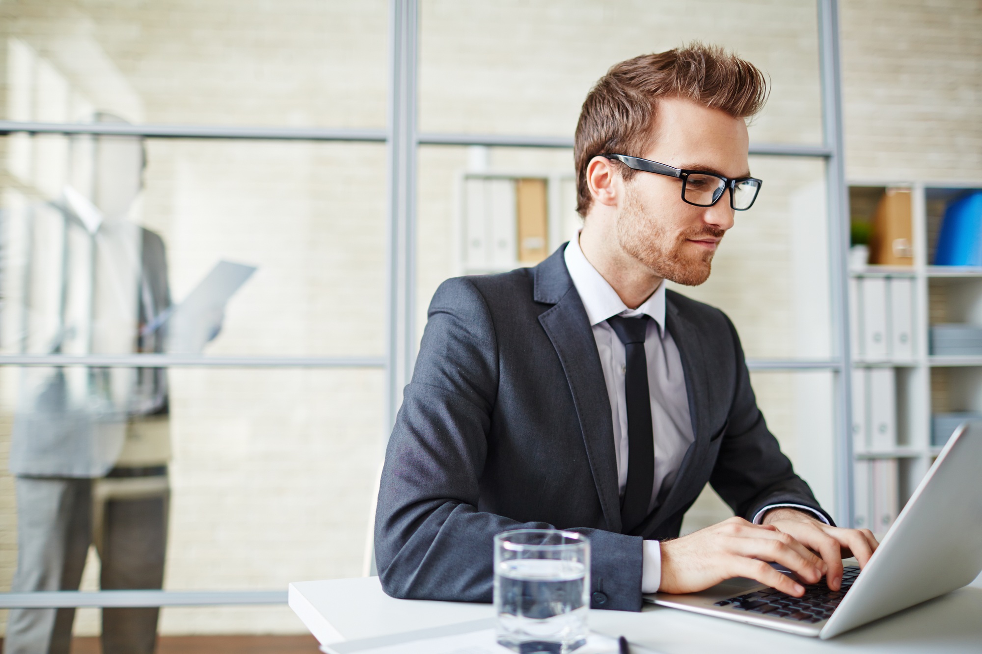 Businessman typing