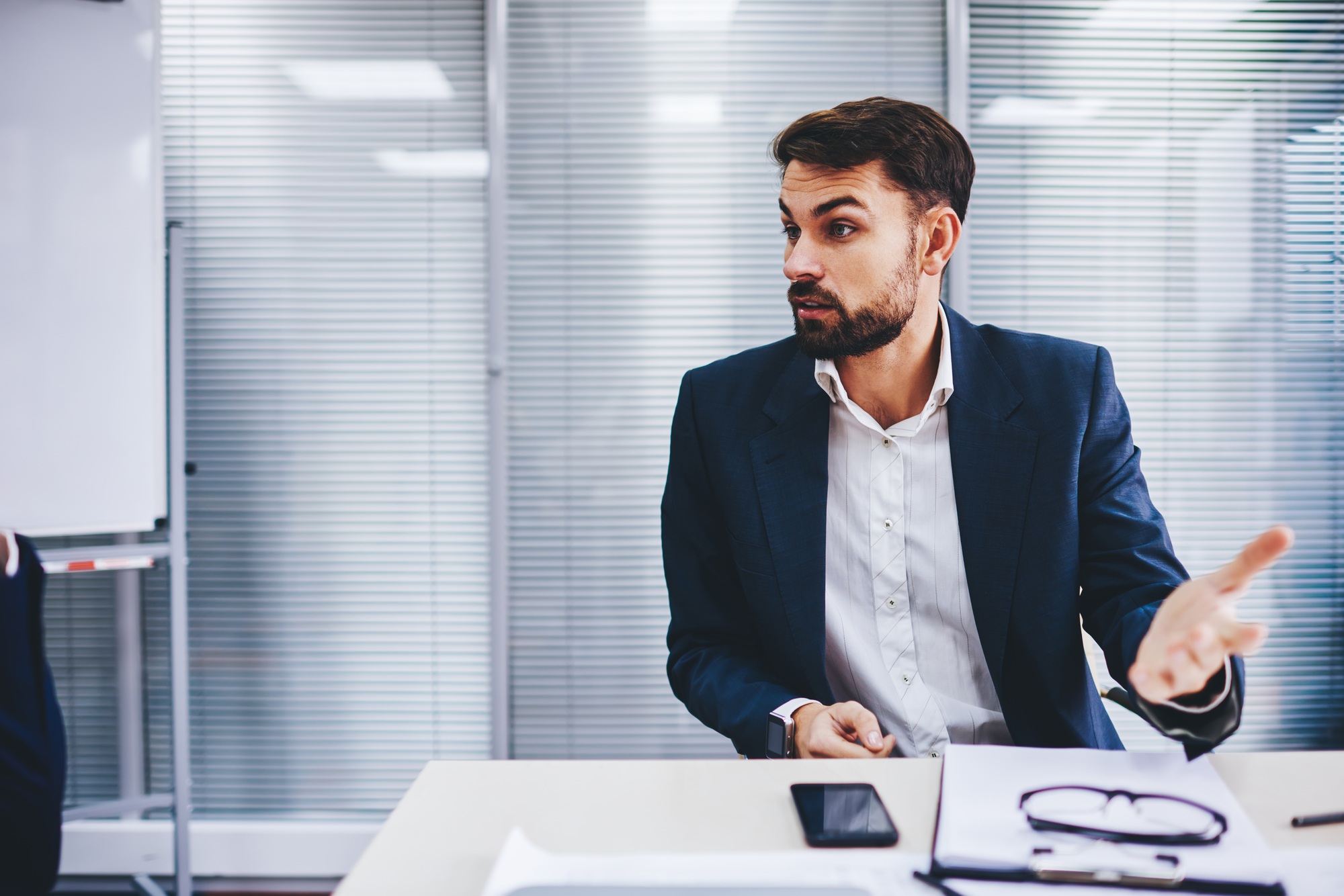 Caucasian professional traders consultancy about financial management