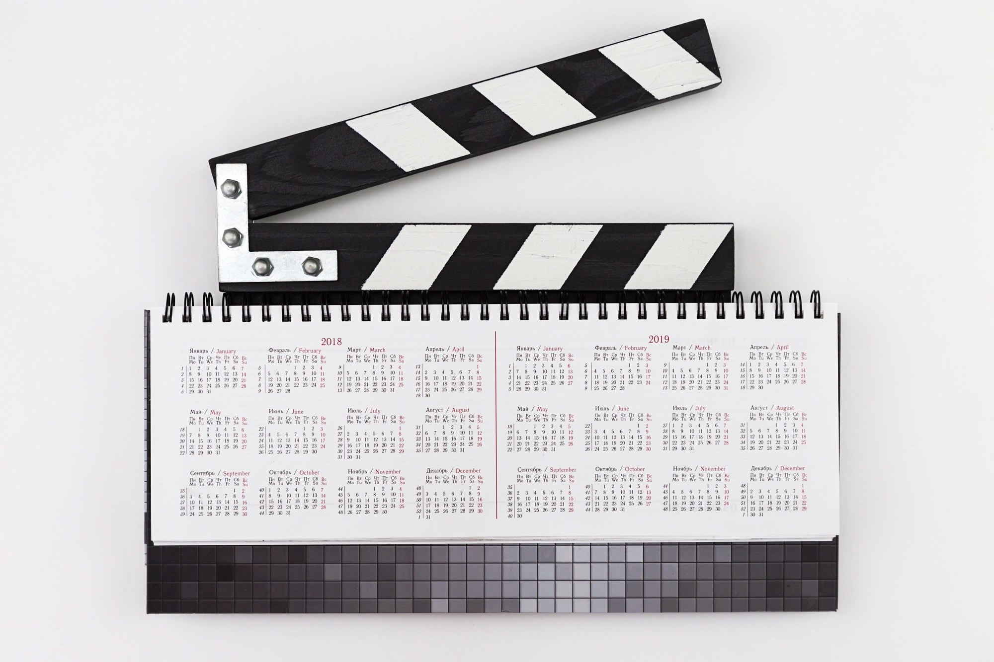 Clapperboard and calendar