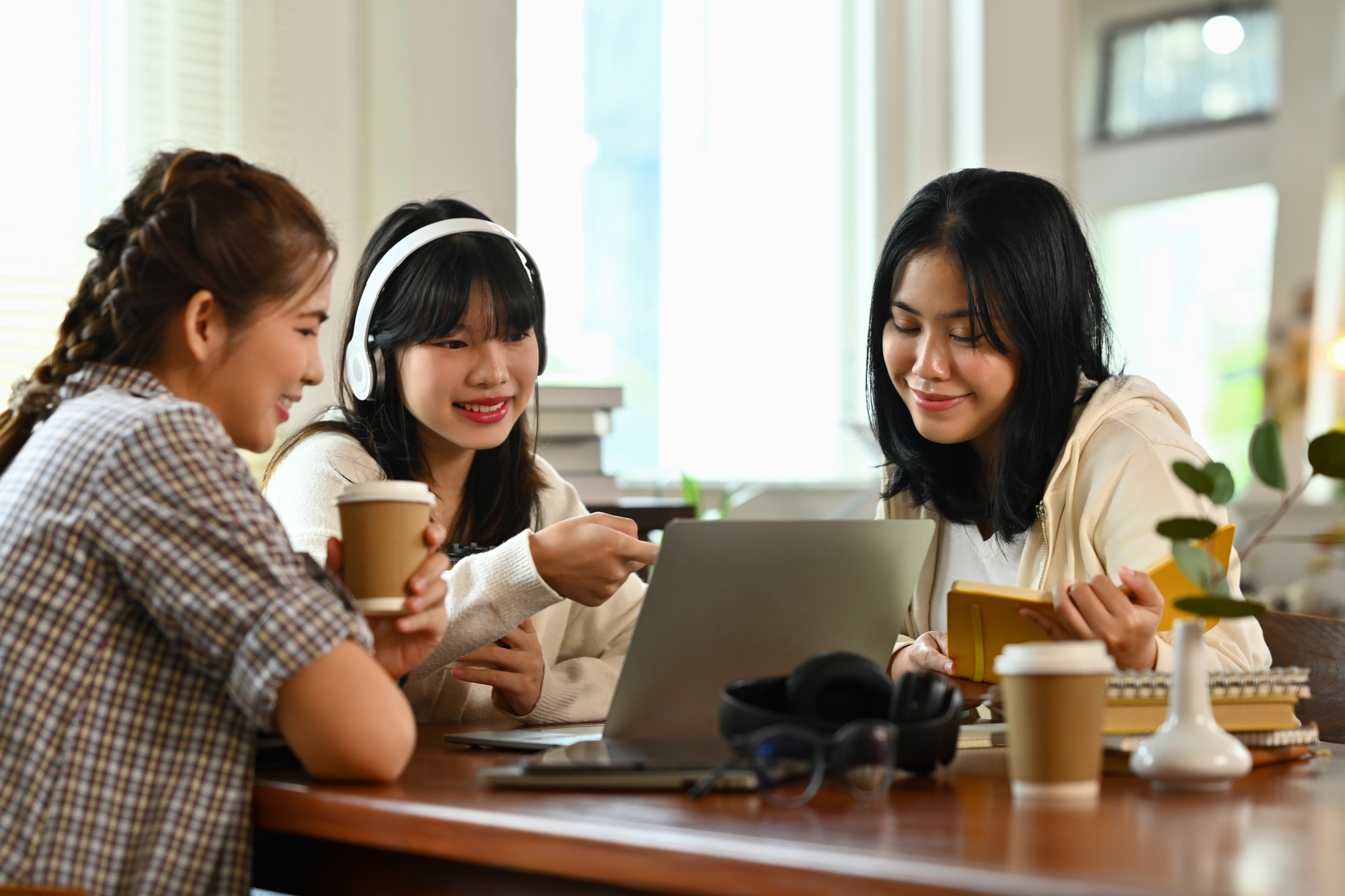 Content creator team planning, brainstorming ideas to develop professional content at briefing
