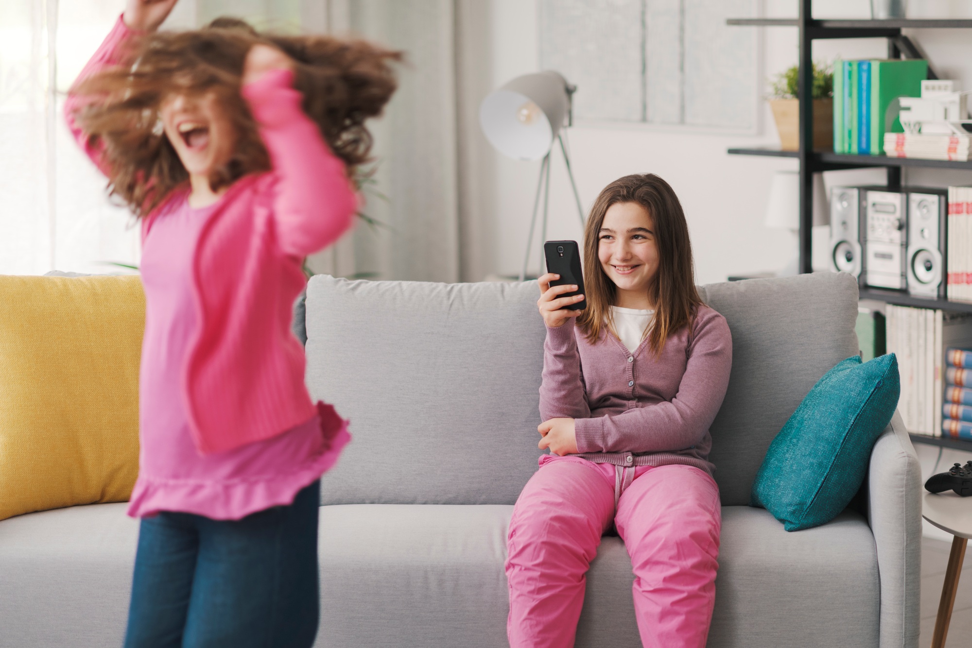 Girls recording dance videos for social media