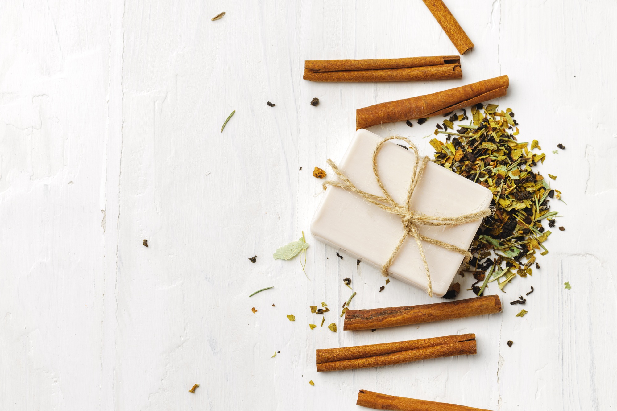handmade soap with cinnamon on the table