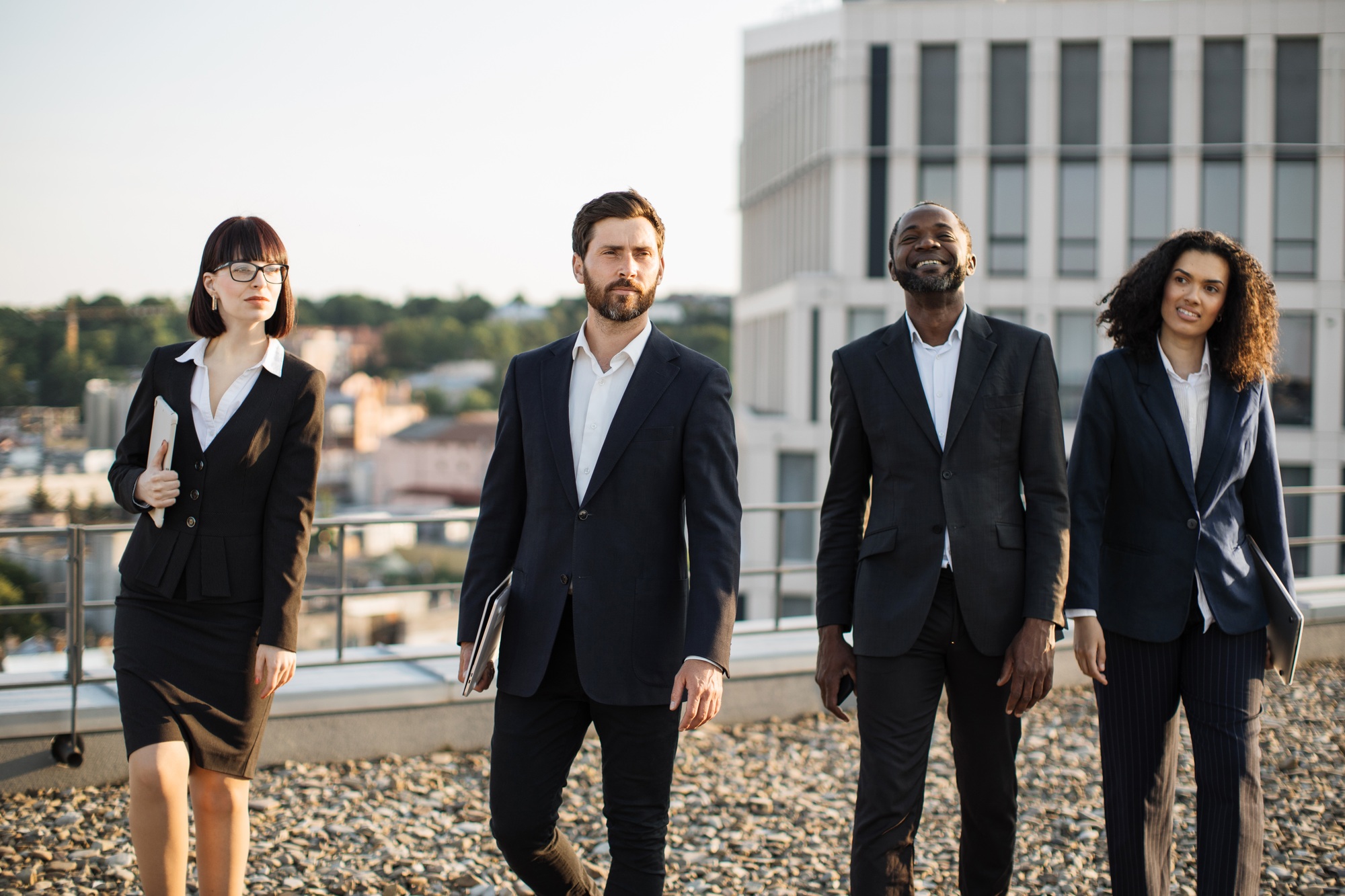 Partners feeling satisfied after efficient business meeting