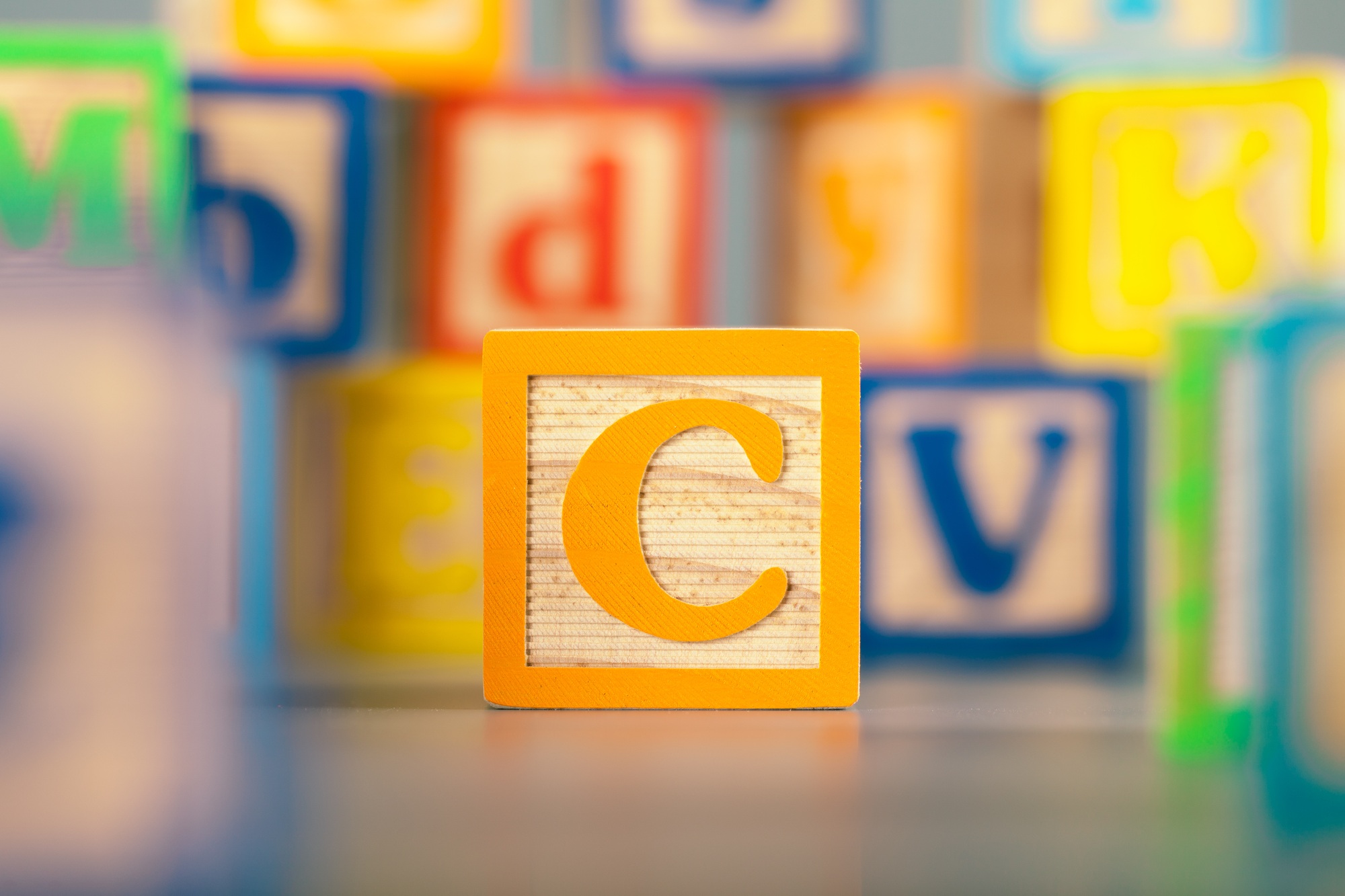 Photograph of colorful Wooden Block Letter C