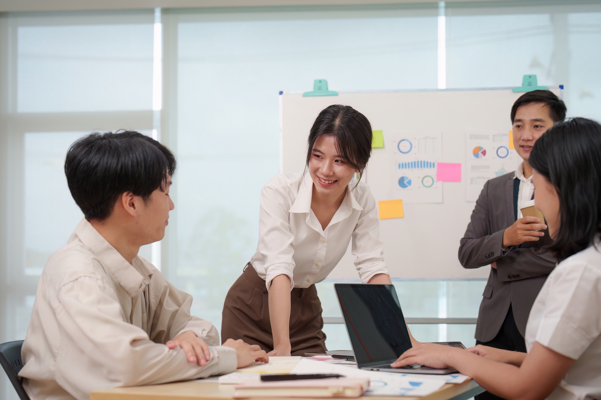 Professional Business people and Leadership and Teamwork and marketing strategy planning in the
