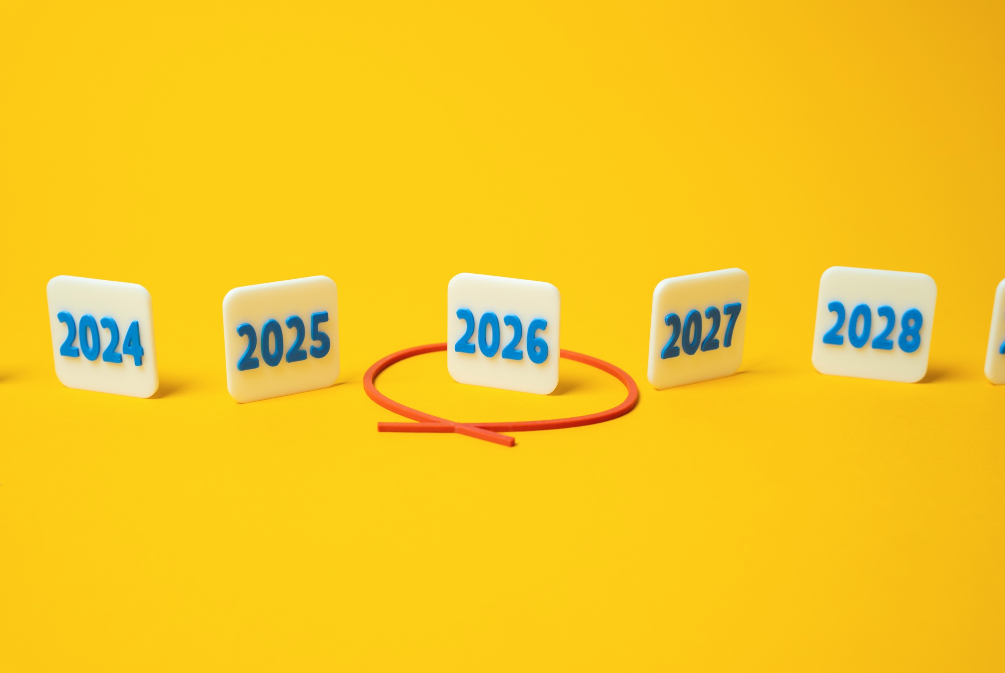 The year 2026 is circled in red in a number of others. Future planning. Financial forecasts