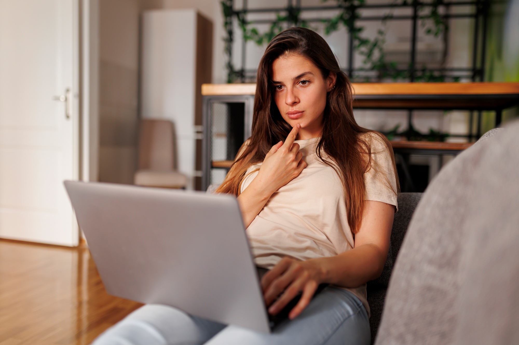 Woman taking an online course