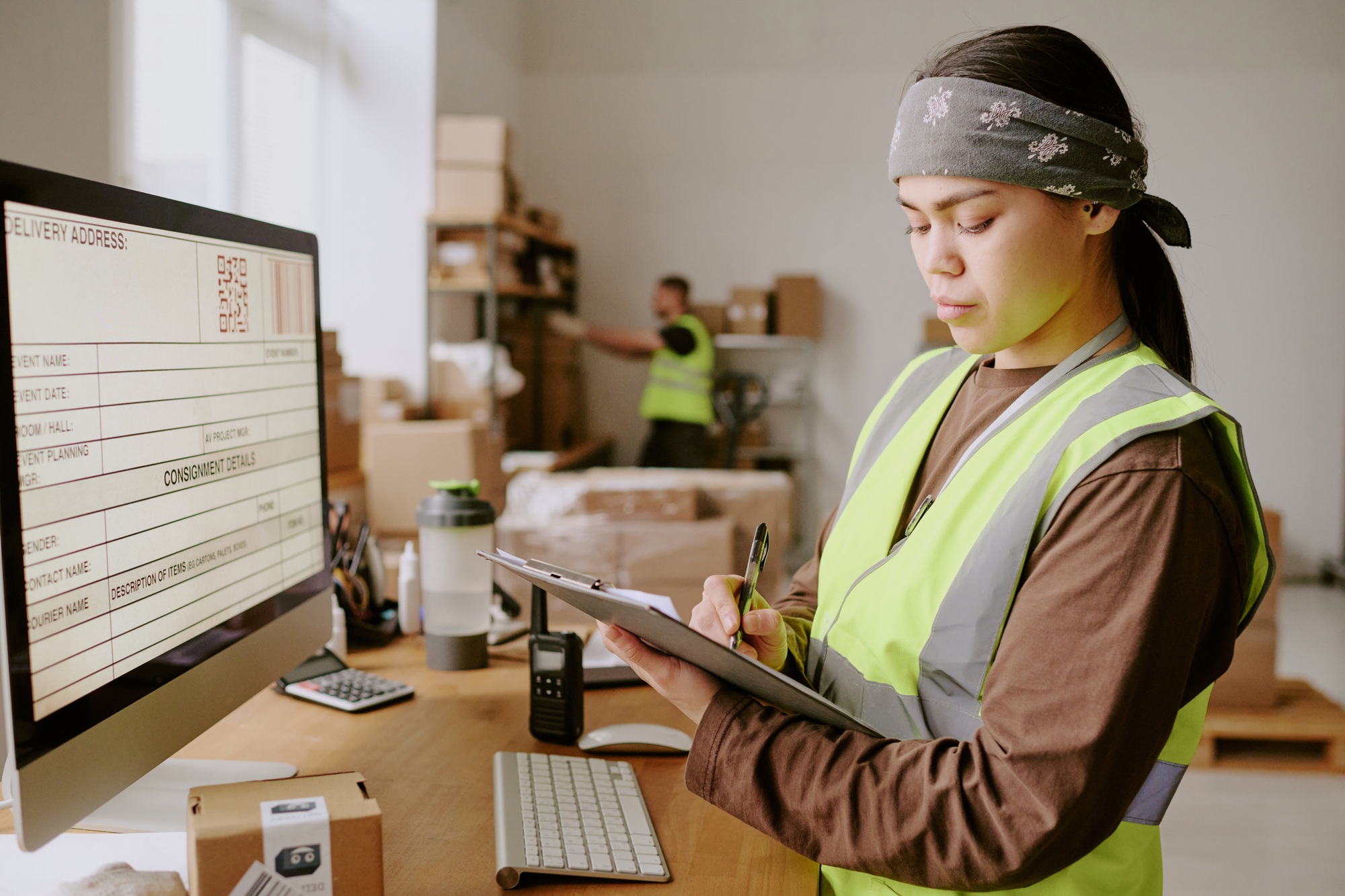 Working in Distribution Center Processing Orders