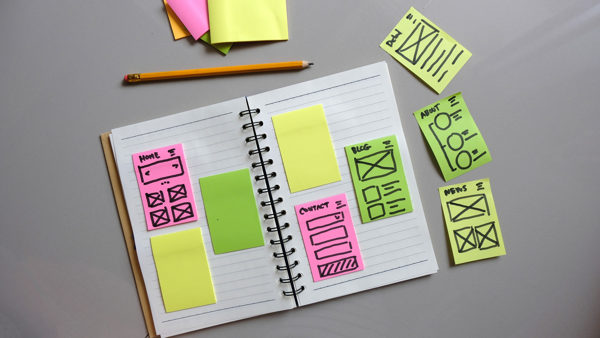 Draft sketch drawing template layout framework wireframe.