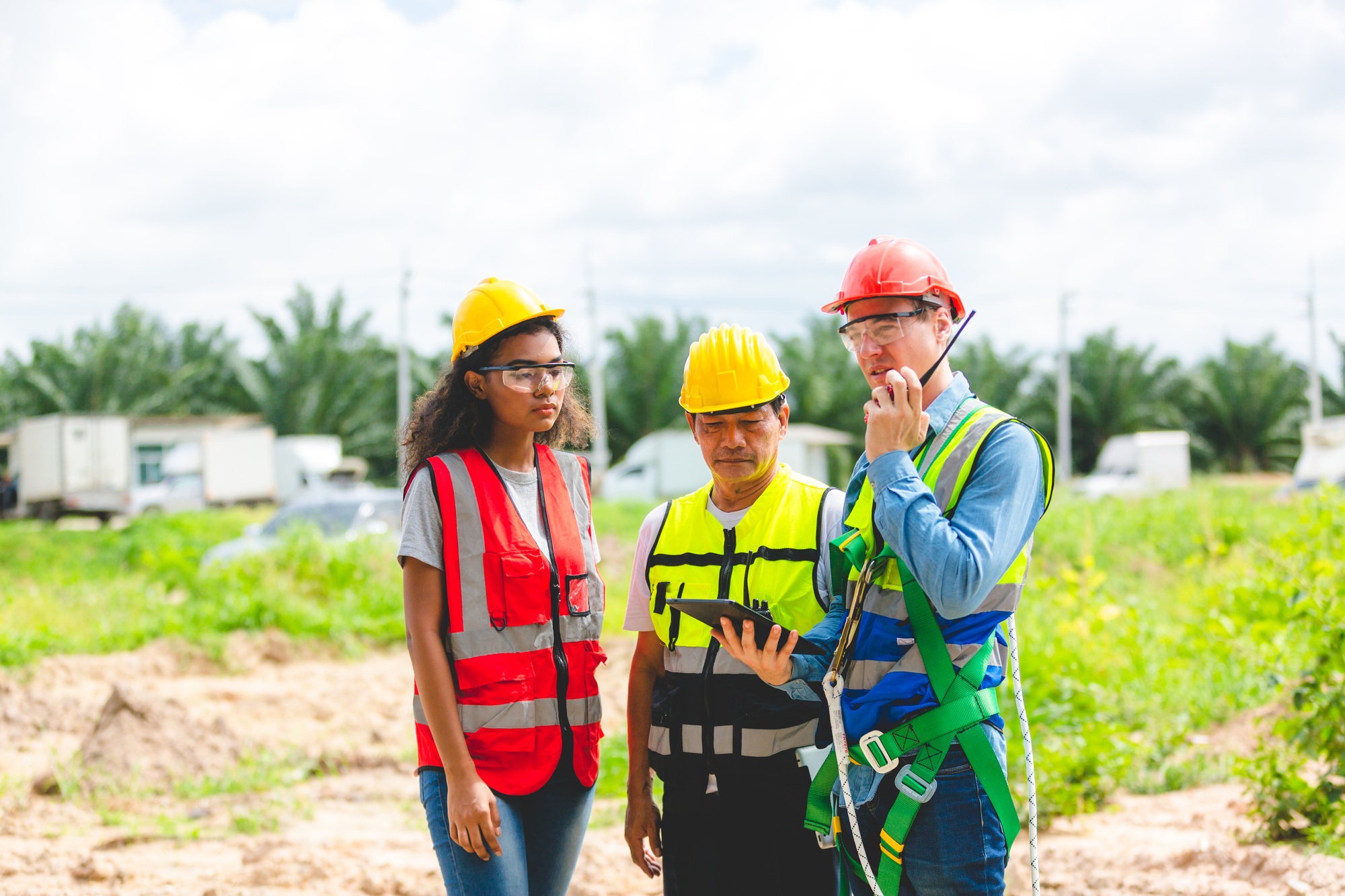 Professional engineer team full skill quality working to maintenance and training